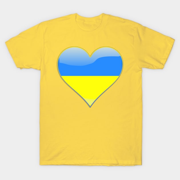 Ukrainian flag inside a heart T-Shirt by tashashimaa